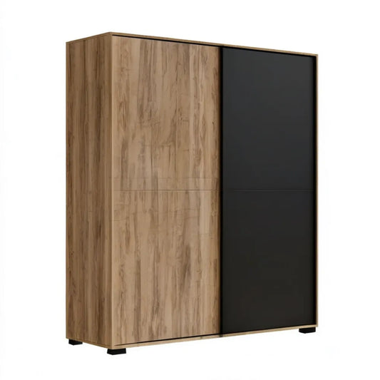 Szafa przesuwna dąb artisan/czarny 200 x 60 x 215 cm