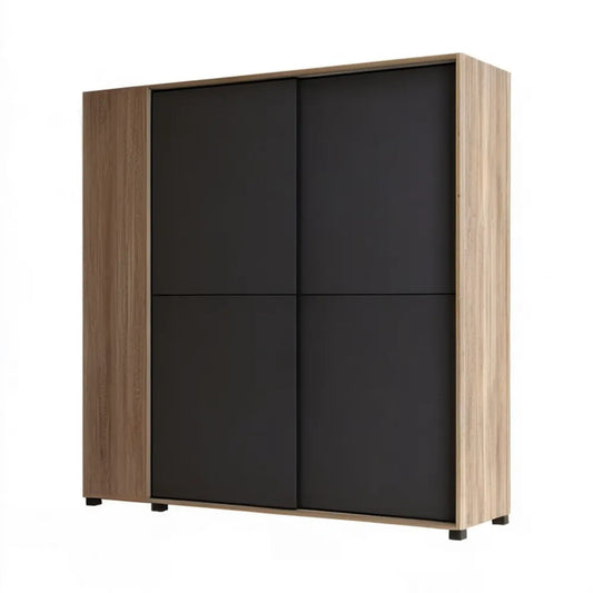 Dwudrzwiowa szafa ubraniowa czarno-dębowa 160 × 60 × 200 cm