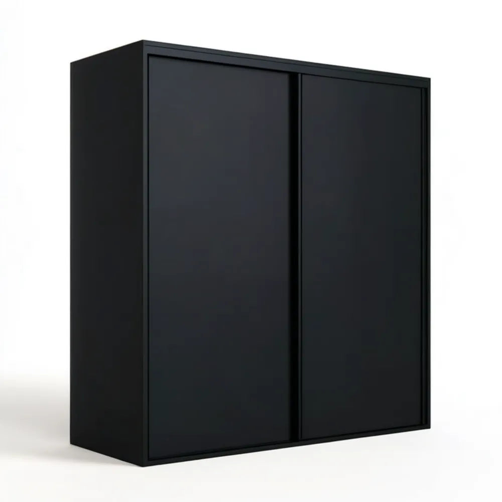 Czarna szafa przesuwna 200 x 60 x 200 cm z 2 drzwiami i 5 półkami
