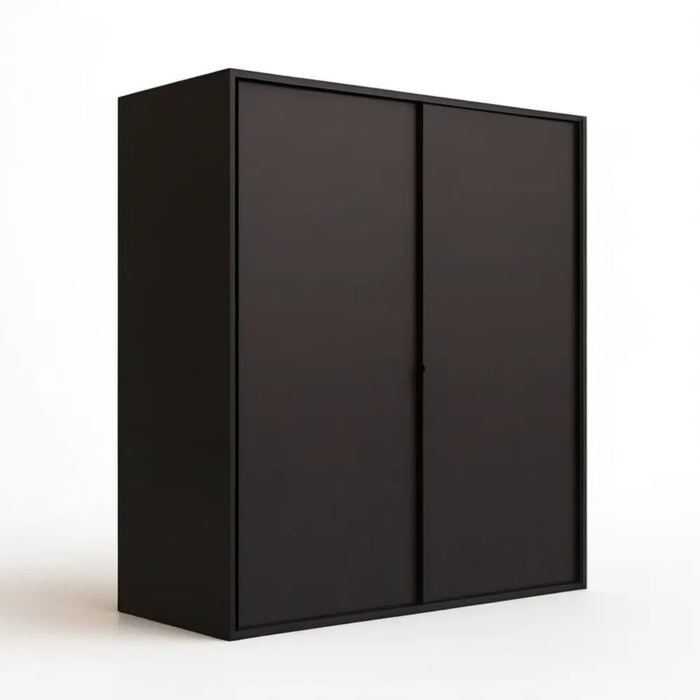 Czarna szafa przesuwna z 2 drzwiami, 200 × 60 × 200 cm