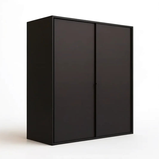 Czarna szafa przesuwna z 2 drzwiami, 200 × 60 × 200 cm