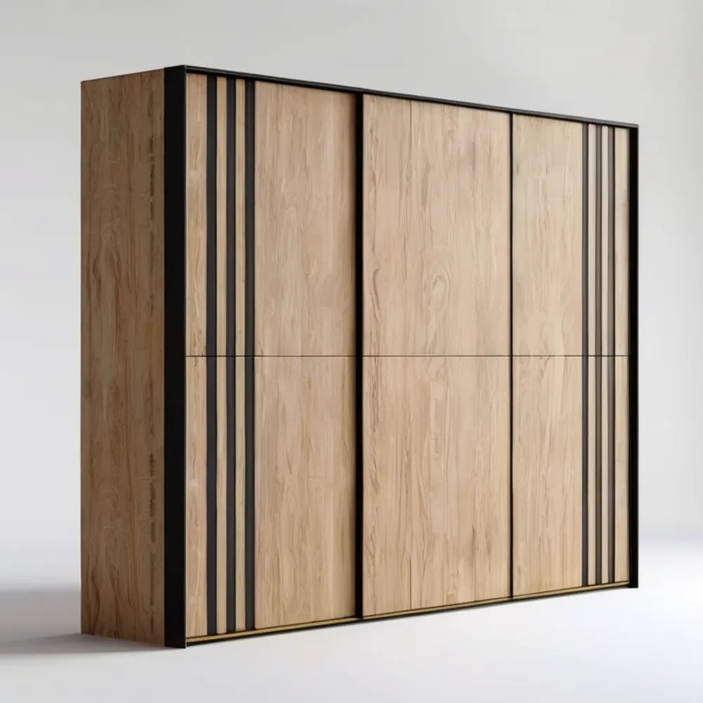 Szafa przesuwna 4-drzwiowa 240 × 60 × 220 cm, dąb naturalny i czarny
