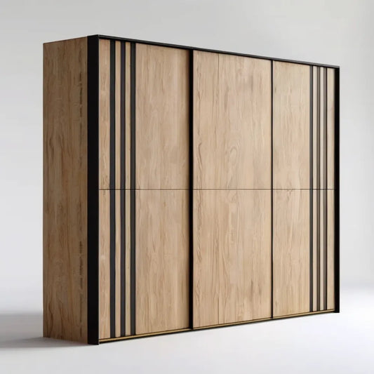 Szafa przesuwna 4-drzwiowa 240 × 60 × 220 cm, dąb naturalny i czarny